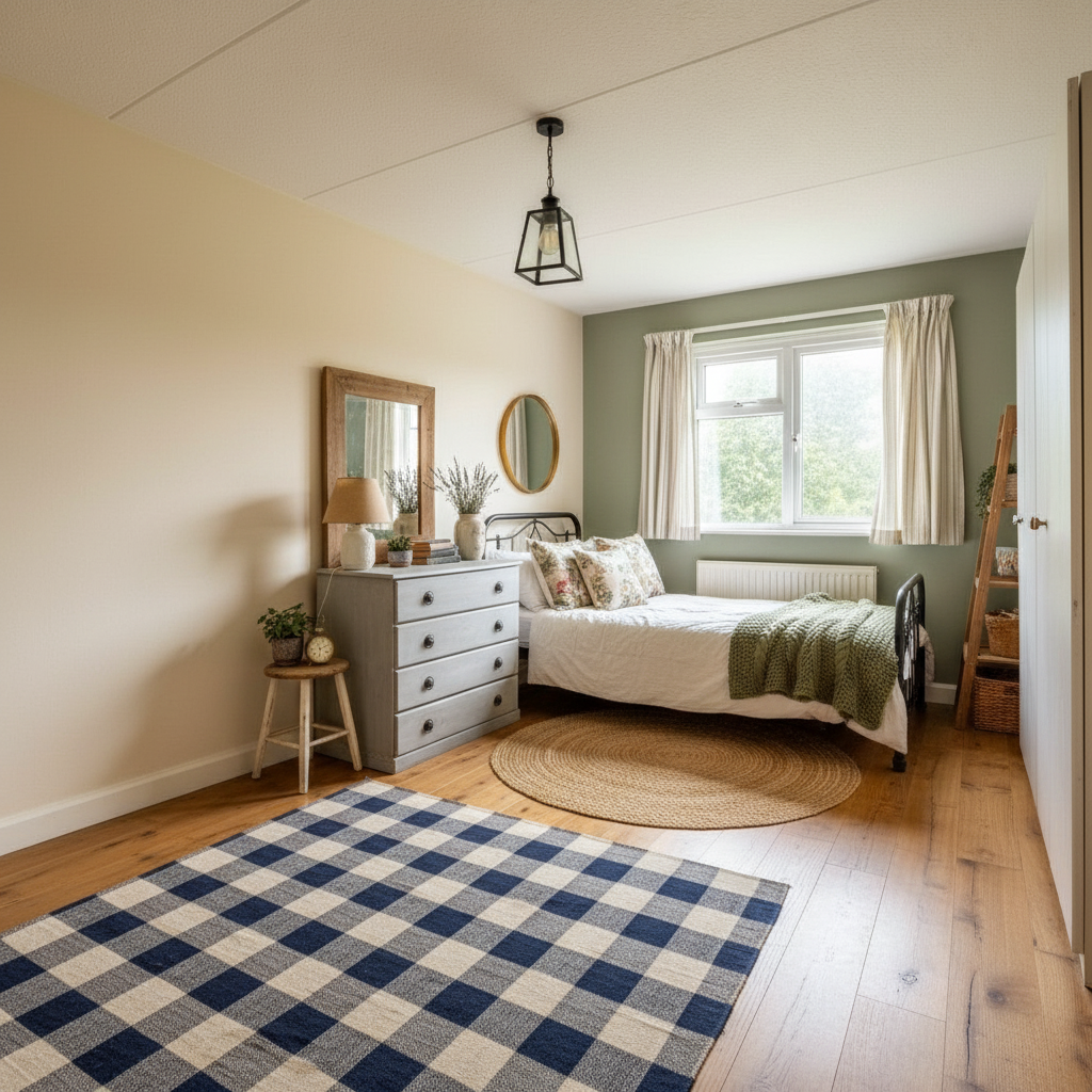 Farmhouse style bedroom after AI transformation