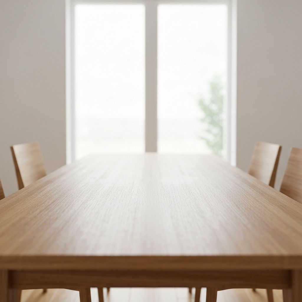 Plain dining table before AI decor styling