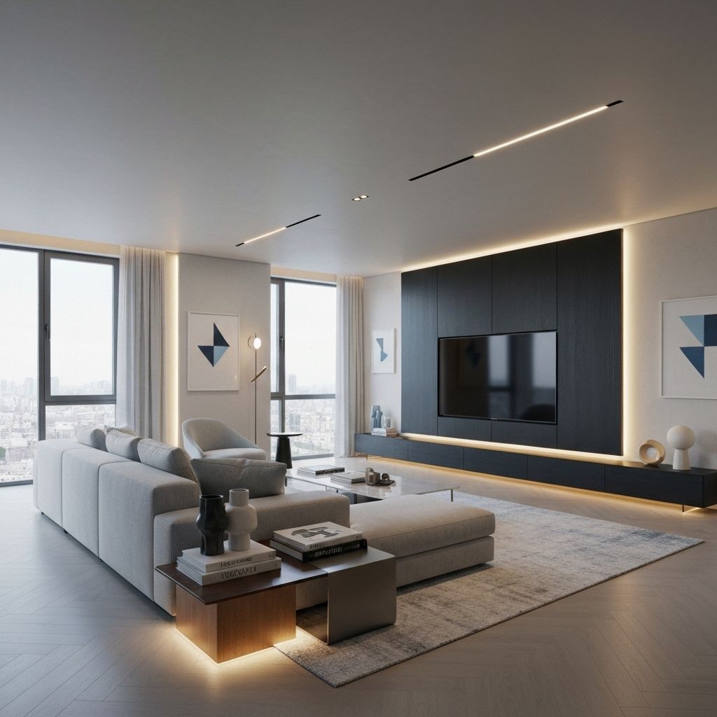 AI-designed living room decor showcasing modern furniture and elegant styling